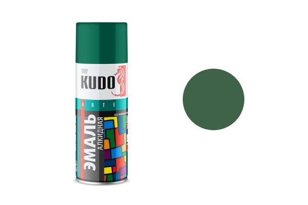 Аэрозольная алкидная краска Kudo KU-1007 тёмно-зелёная (520 мл)